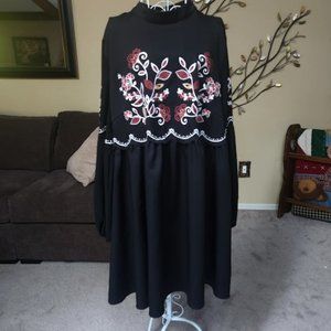 New Shein Curve sz 3x black floral print dress